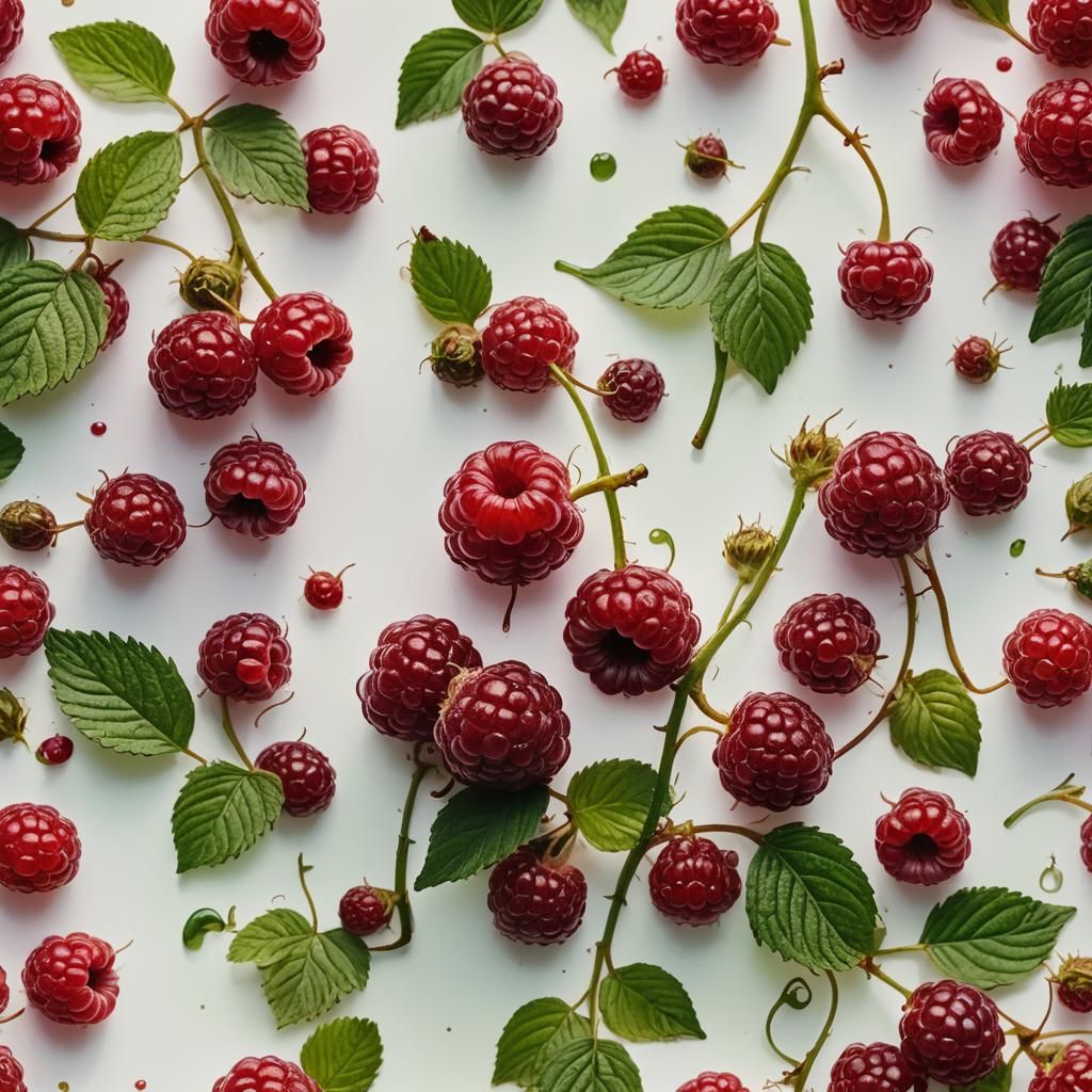 Single Raspberry Close-Up with Gouache Paint Texture
