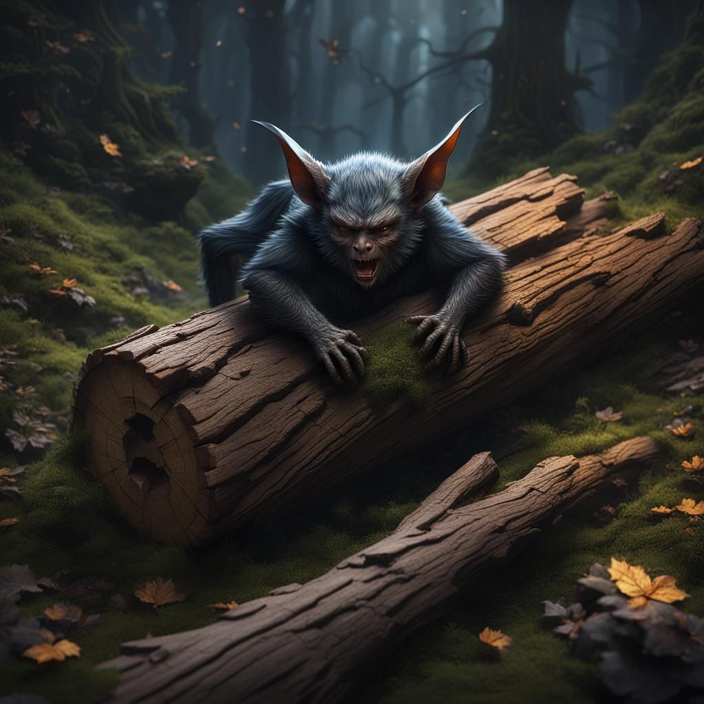 Upside-Down Sleeping Bat in Detailed Matte Painting