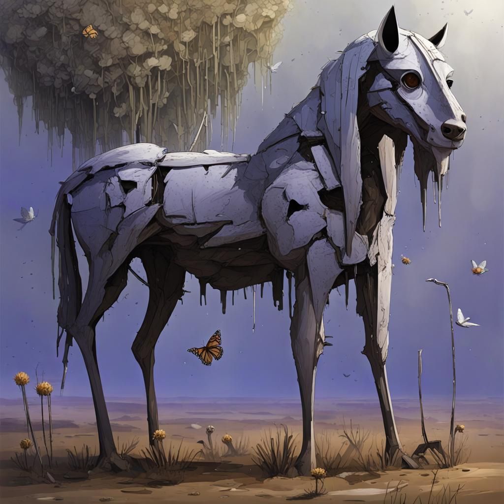 Post-Apocalyptic Cubist Landscape in Geometric Fauvism Style