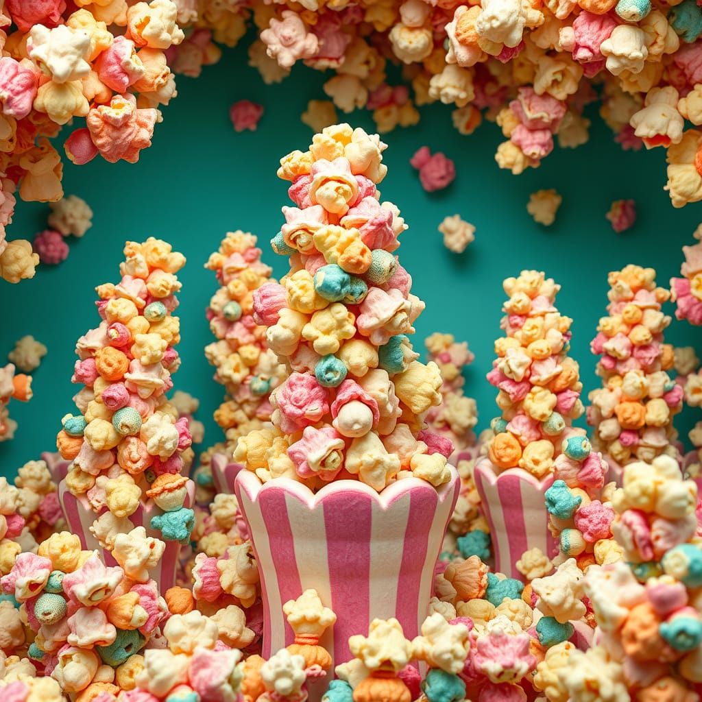 Vibrant Popcorn Sculptures in Stylized Realism