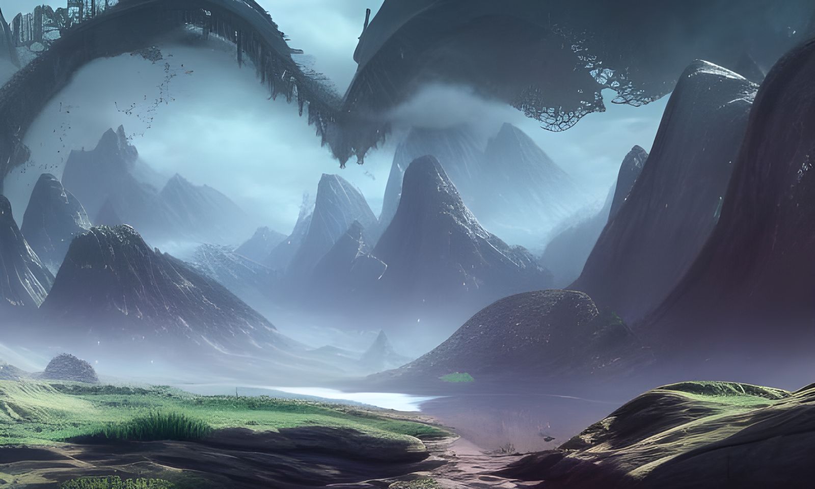 Fantastical Landscape in Deep Color, Matte Painting