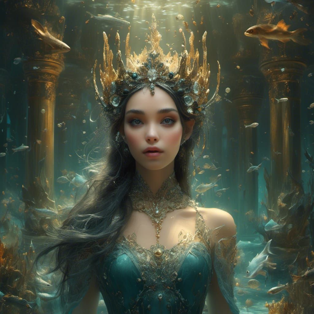 Sea-Elven Queen in Underwater Audience Chamber