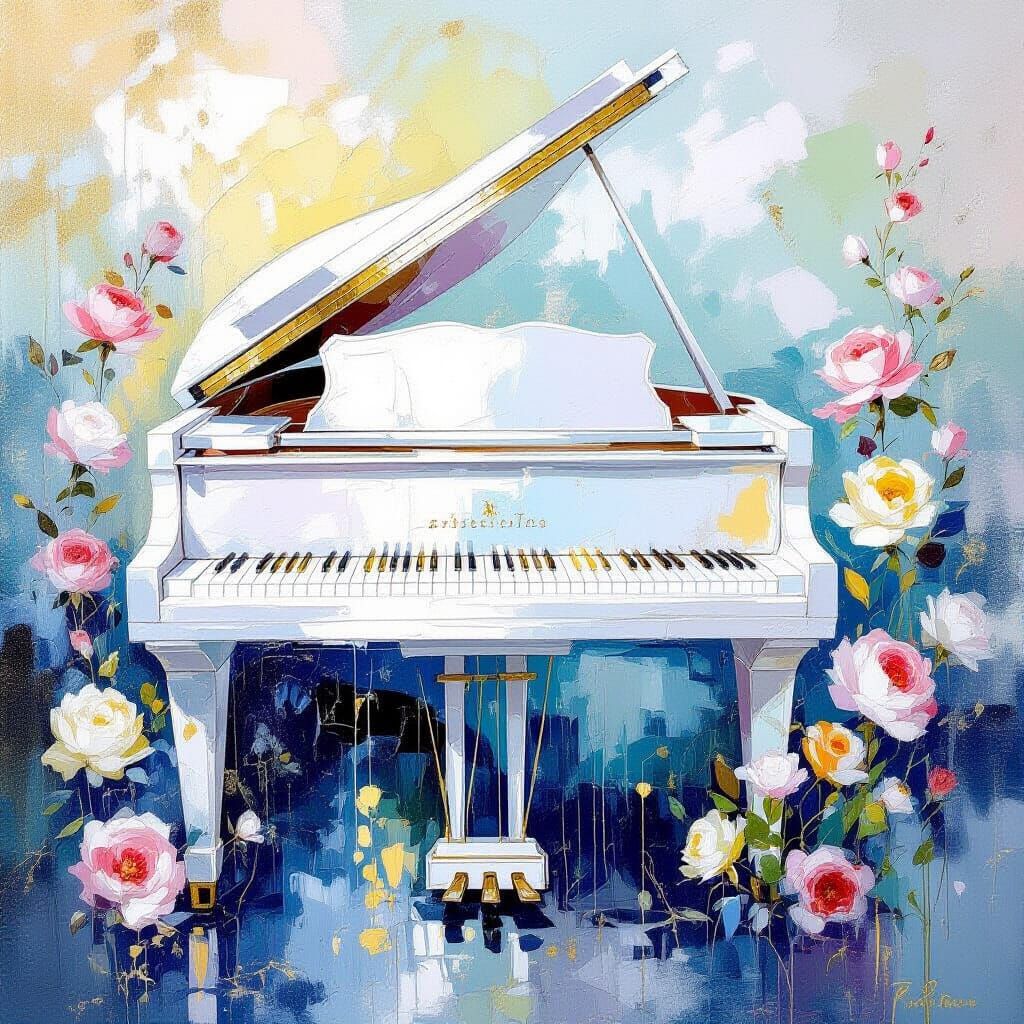 Metamodern Piano Painted with Light and Color