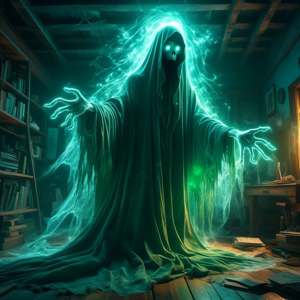 Ethereal Ghost in Hyper-Maximalist Digital Painting