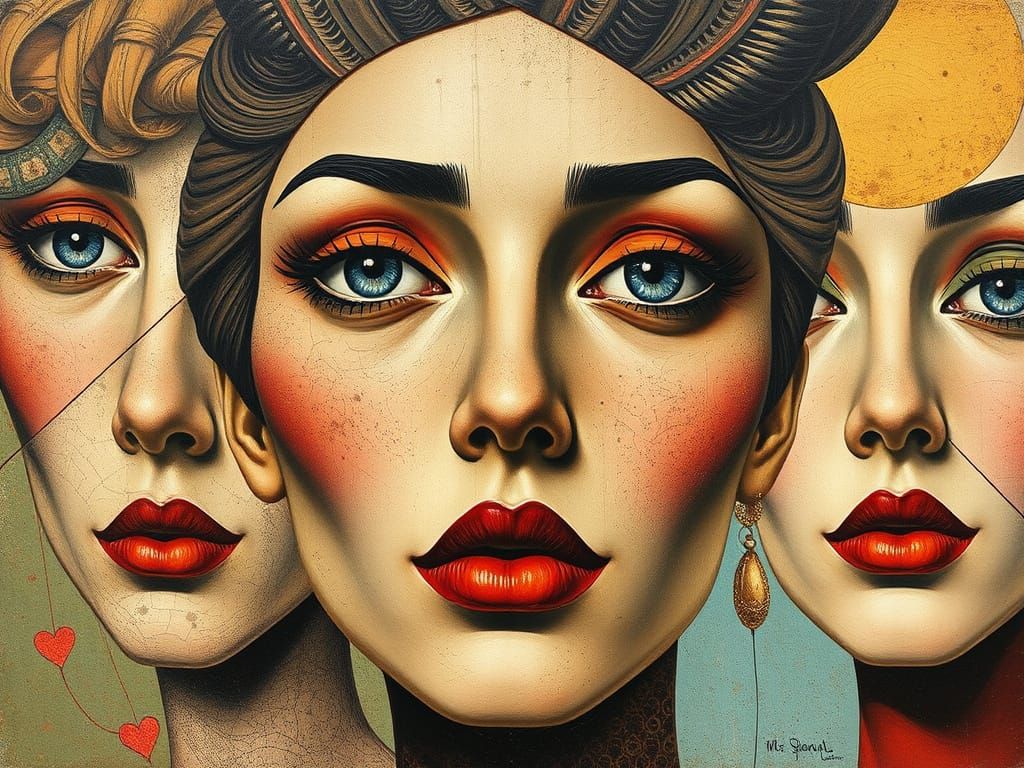 Eclectic Faces Media Collage Art