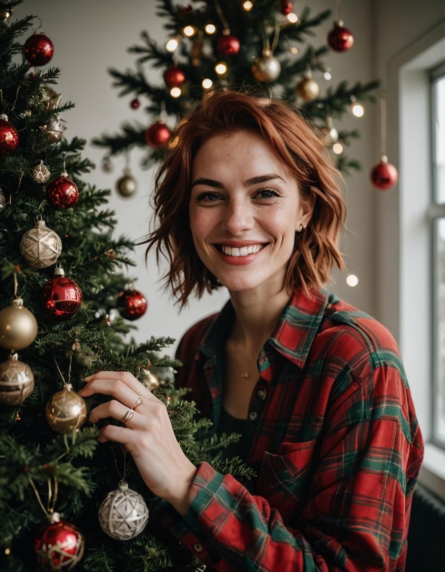 Vibrant Christmas Tree Ornament Scene in a Cozy Living Room