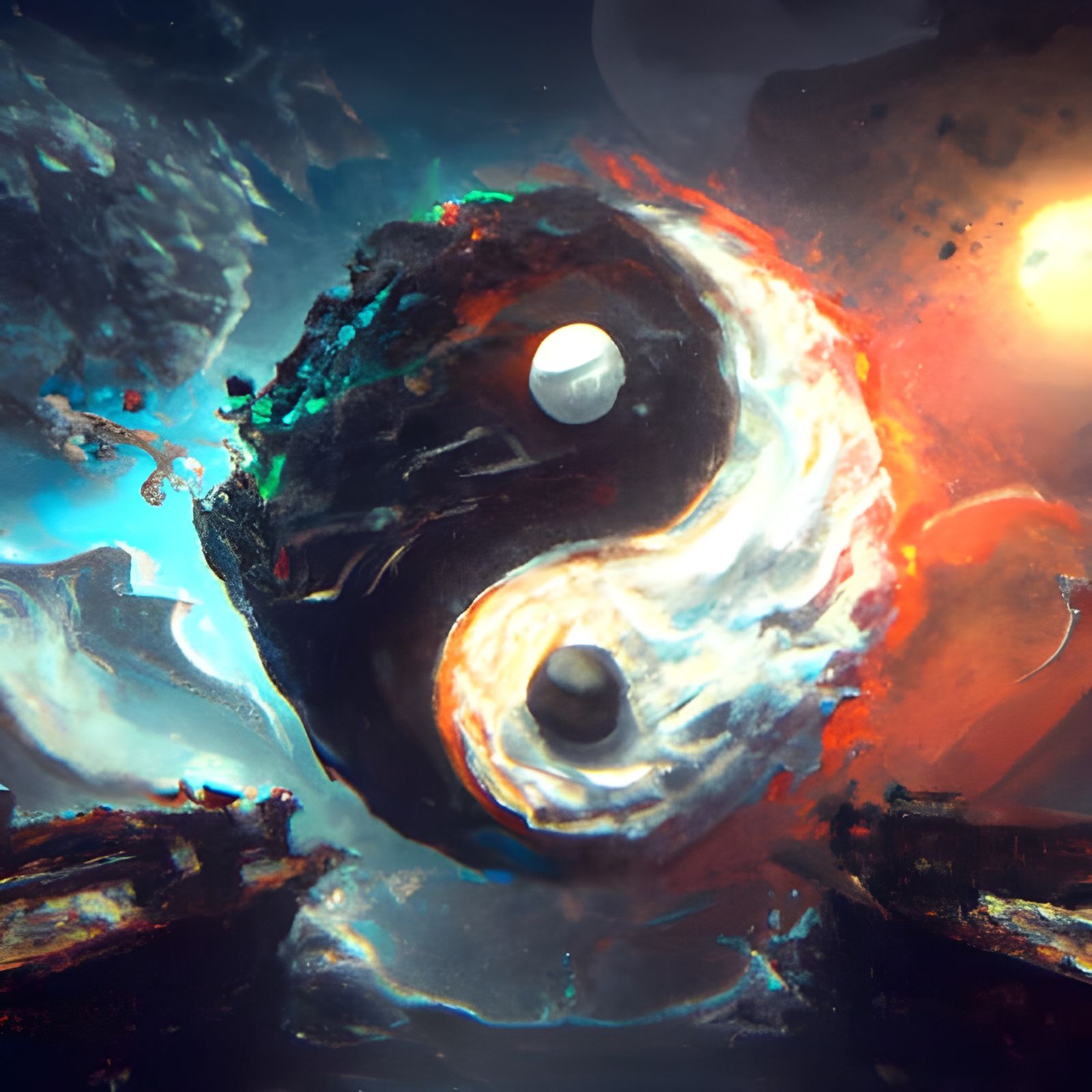 Detailed Yin Yang Fantasy Concept Art