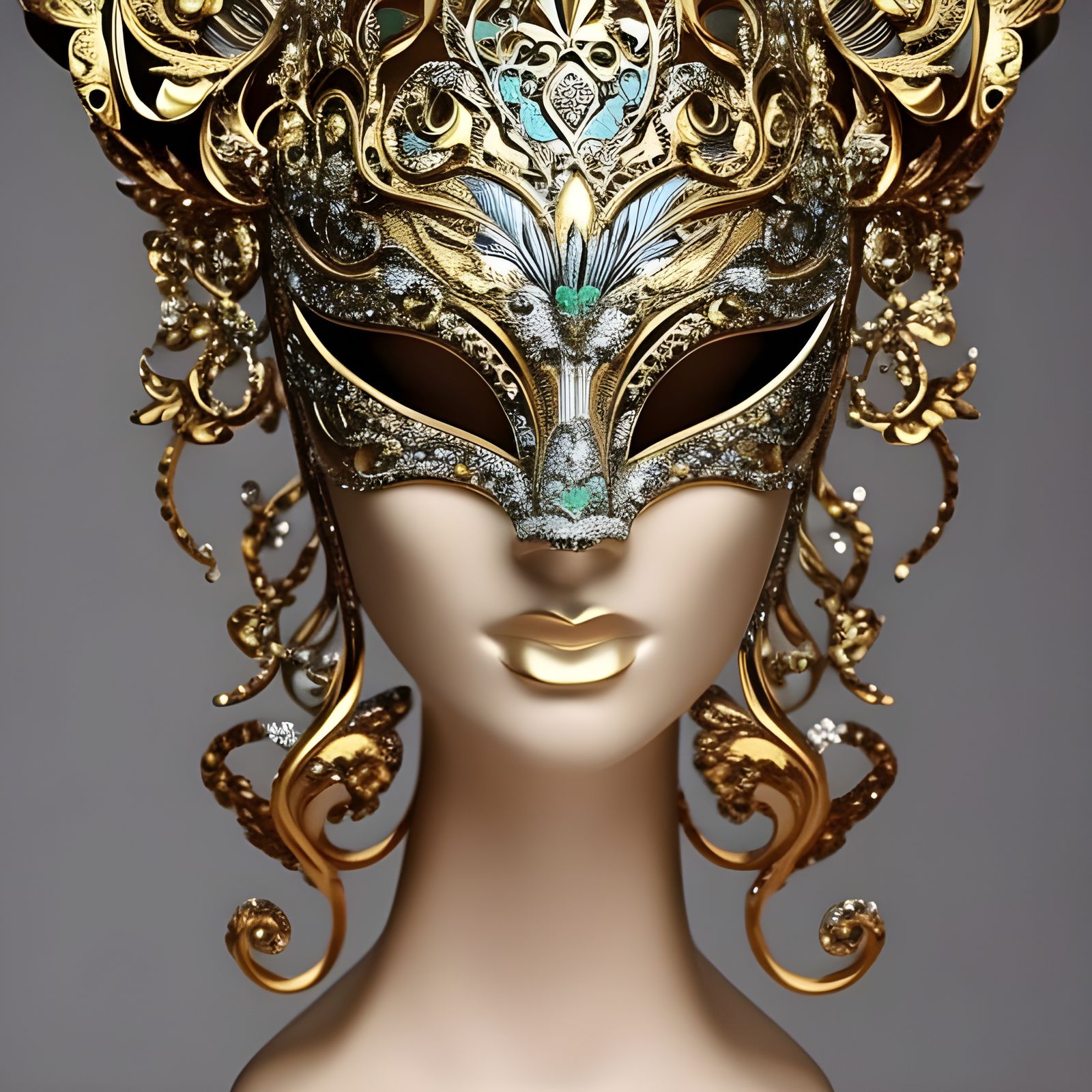 Ornate Futuristic Venetian Mask in Vivid Colors