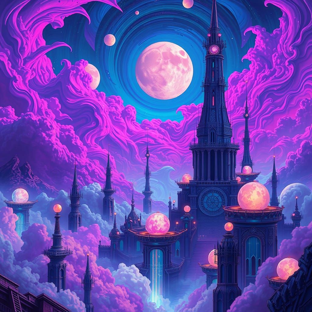 Ethereal Dreamscape in Dystopian Futurism