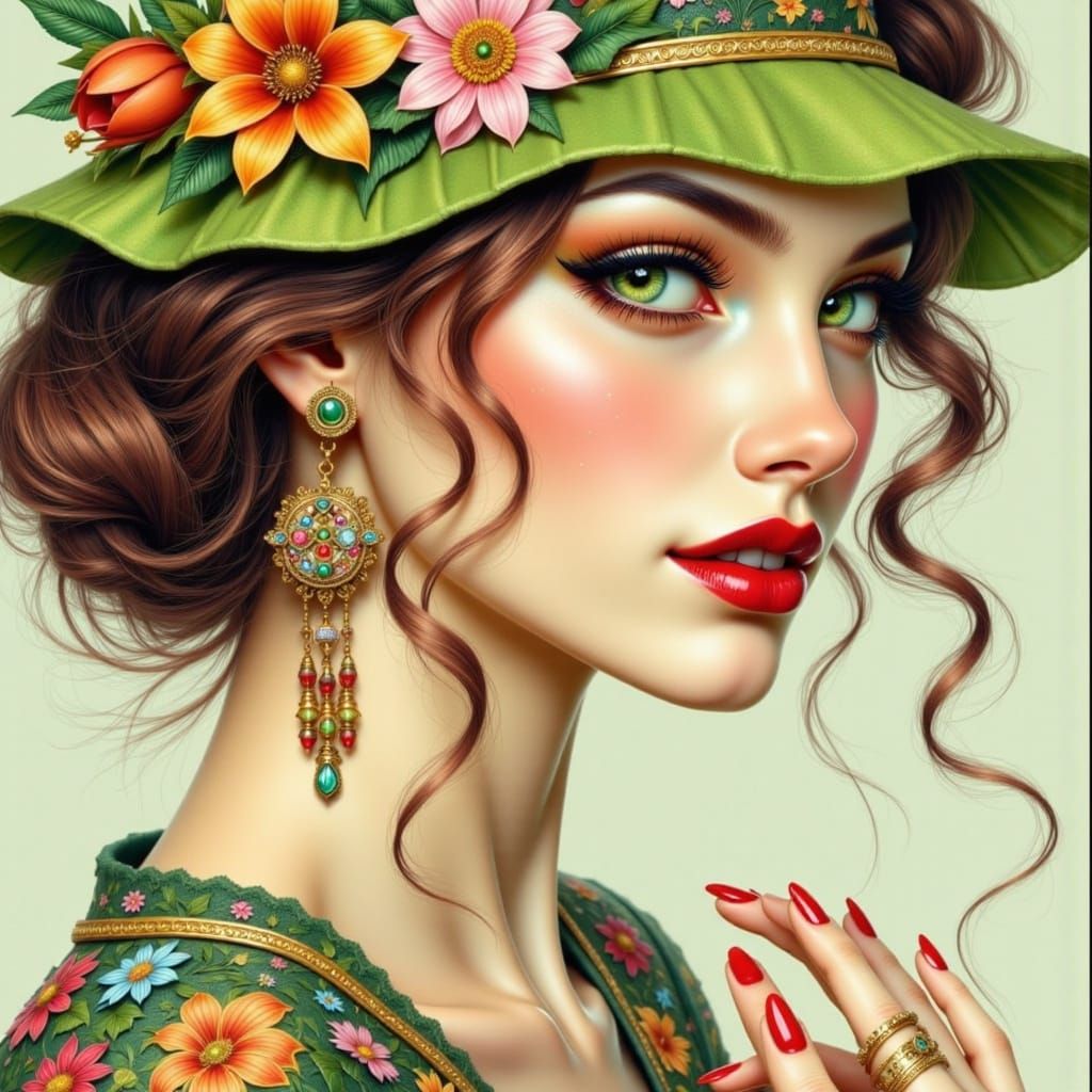 Enchanting Young Woman in Whimsical Wonderland Style