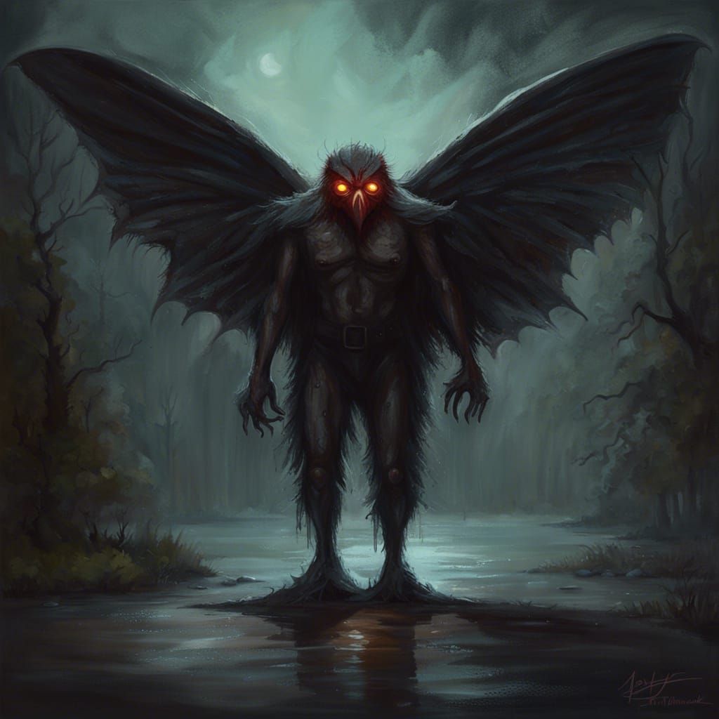 Sinister Depiction of Cryptid Mothman