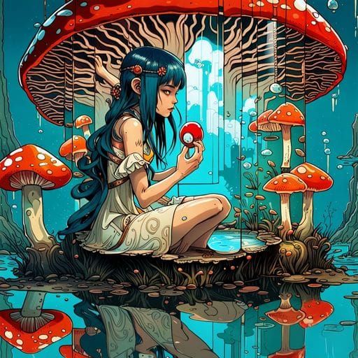 Mushroom Princess Whimsical AI Art
