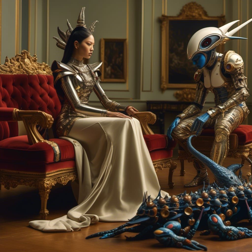 Abstract Alien Portrait in Bizarre Landscape