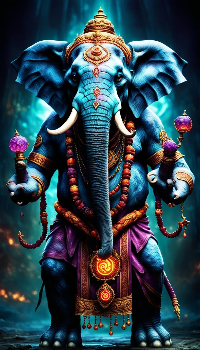 Monstrous Elephant Supervillain with Corrupted Chakras
