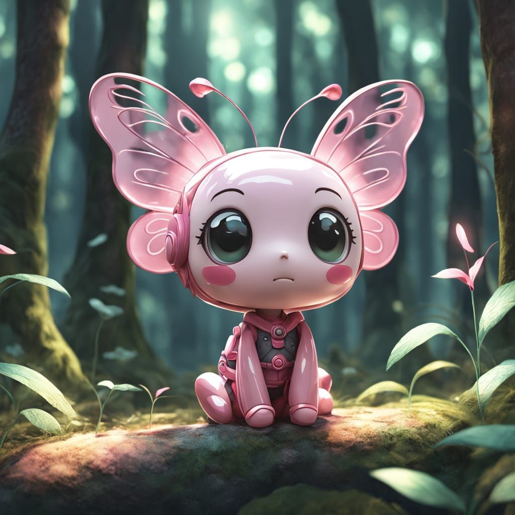 Lost Butterfly with Confused Expression, Anime Style