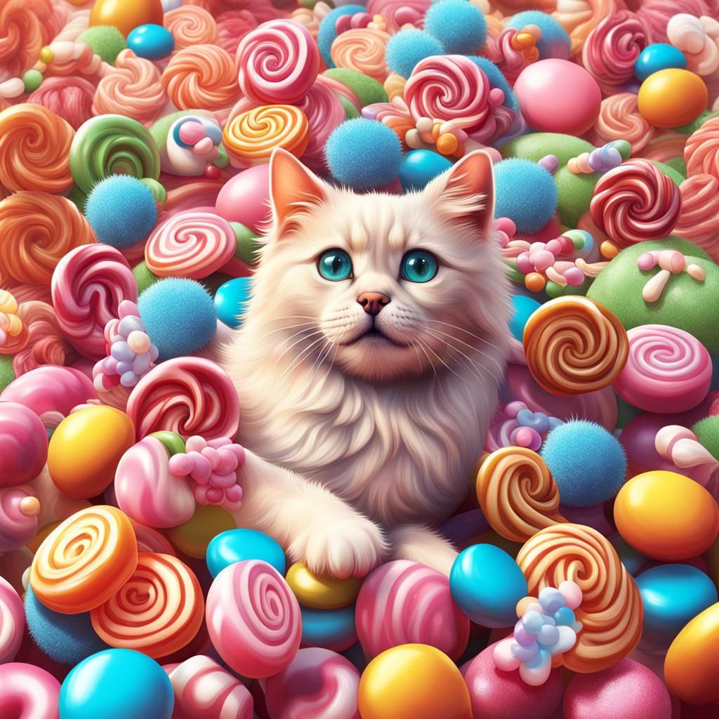 Cats and Dogs in a Candy Art Style