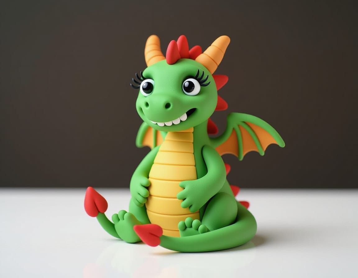 Whimsical Tiny Dragon: 3D Clay Model