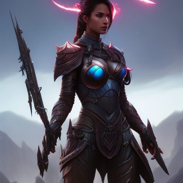 Woman in Scorpion Carapace Armor Fantasy Concept Art