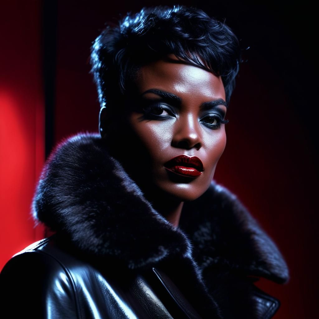 Film Noir: Black Woman in Leather and Fur