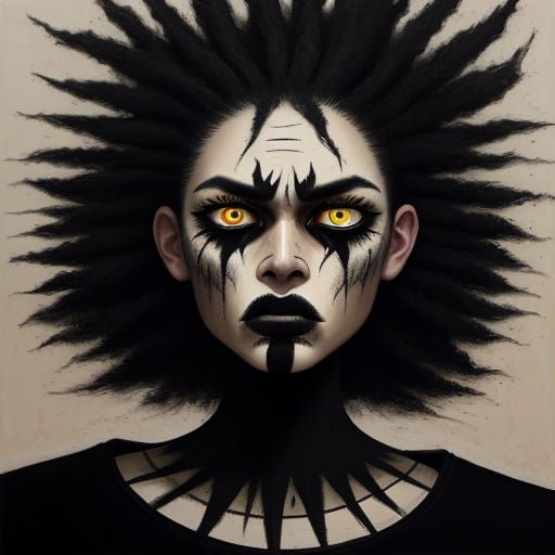 Fierce Teacher Yelling in Raw Art Brut Style