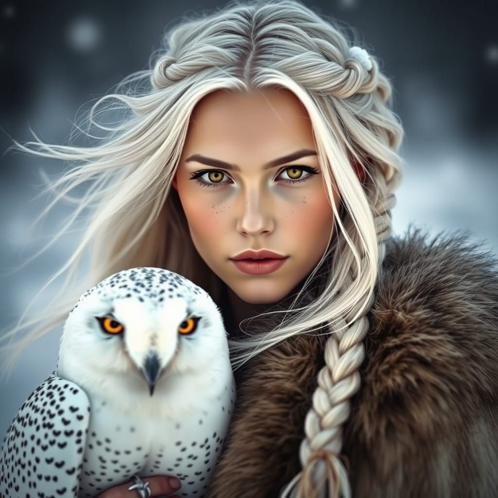 Golden-Eyed Goddess in Winter Wonderland
