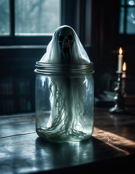 Eerie Ghost Trapped in Jar: Horror Poltergeist