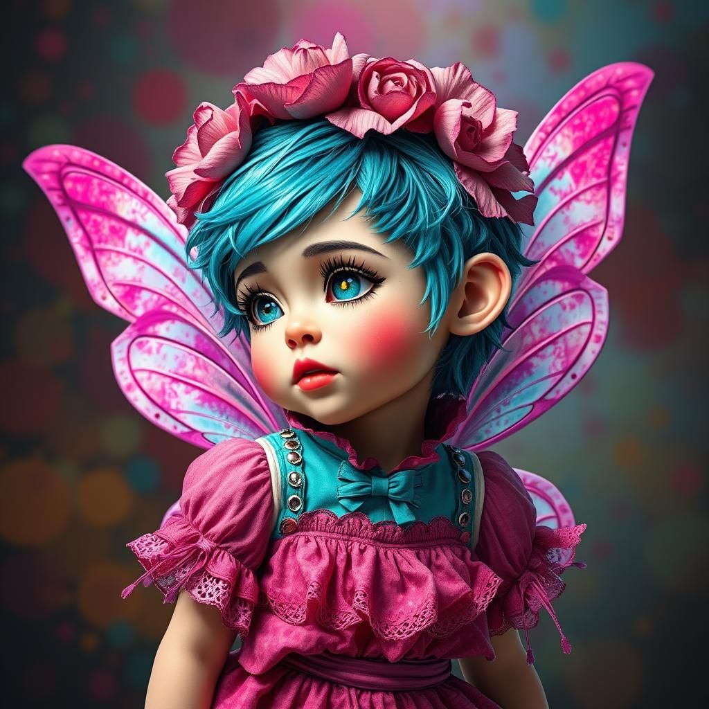 Pixie Punk Cabbage Patch Kid in Splash Art Style