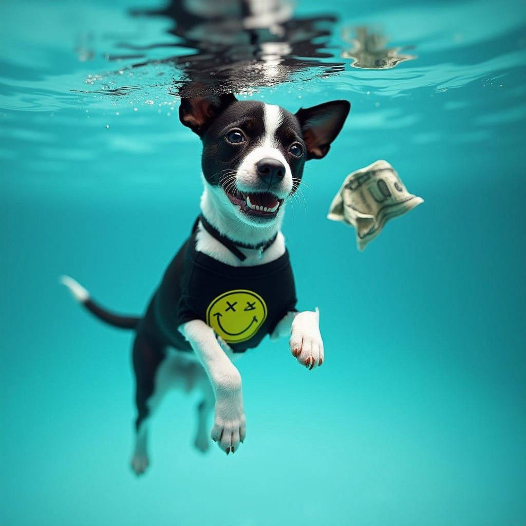 Jack Russell Terrier Does Nirvana's Nevermind Album Cover