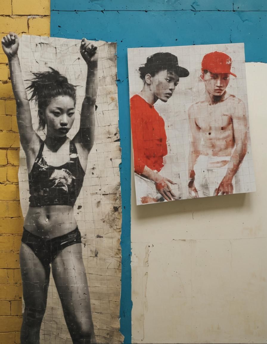 Double Exposure Wall Art in Distressed Photo Style