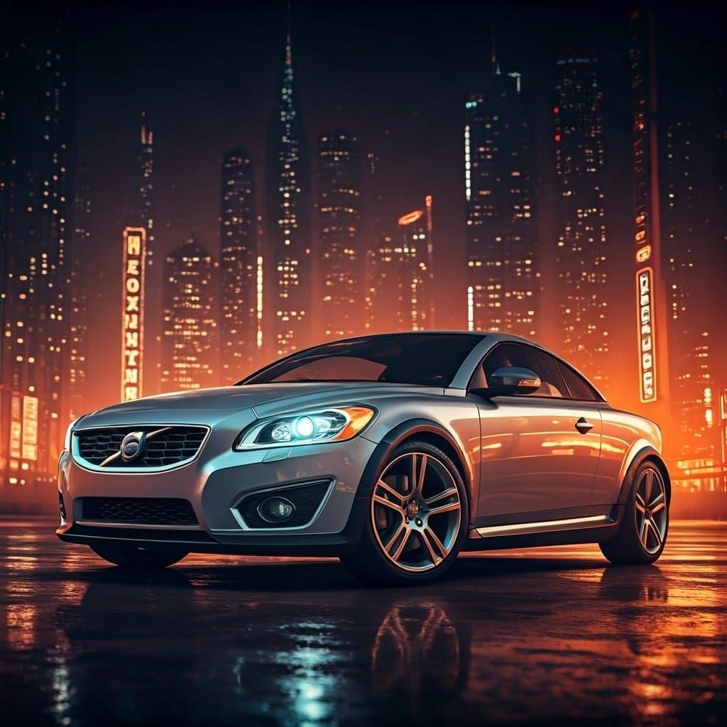 Volvo C30 Roadster Concept in Futuristic Urban Cityscape