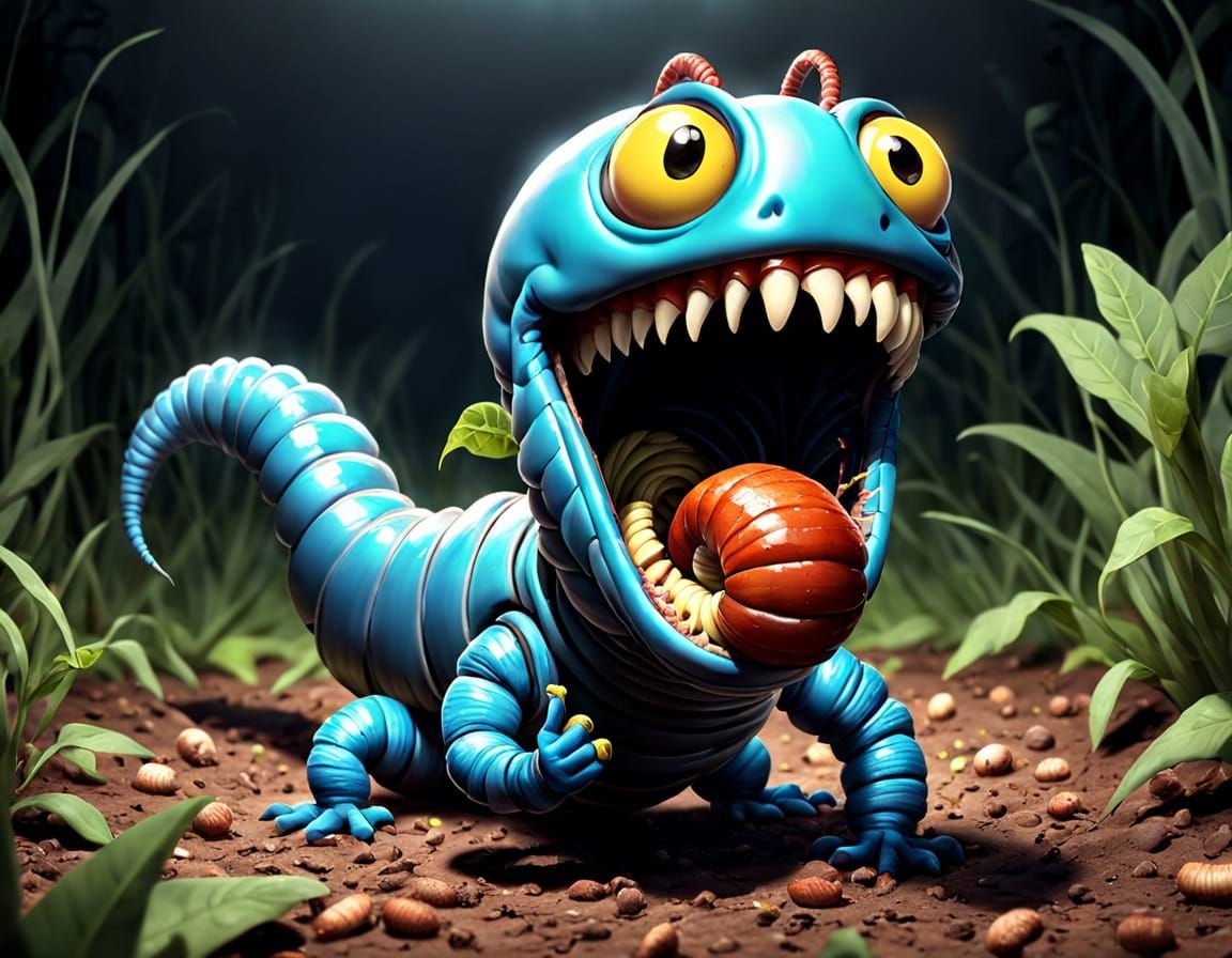 worm eating a worm