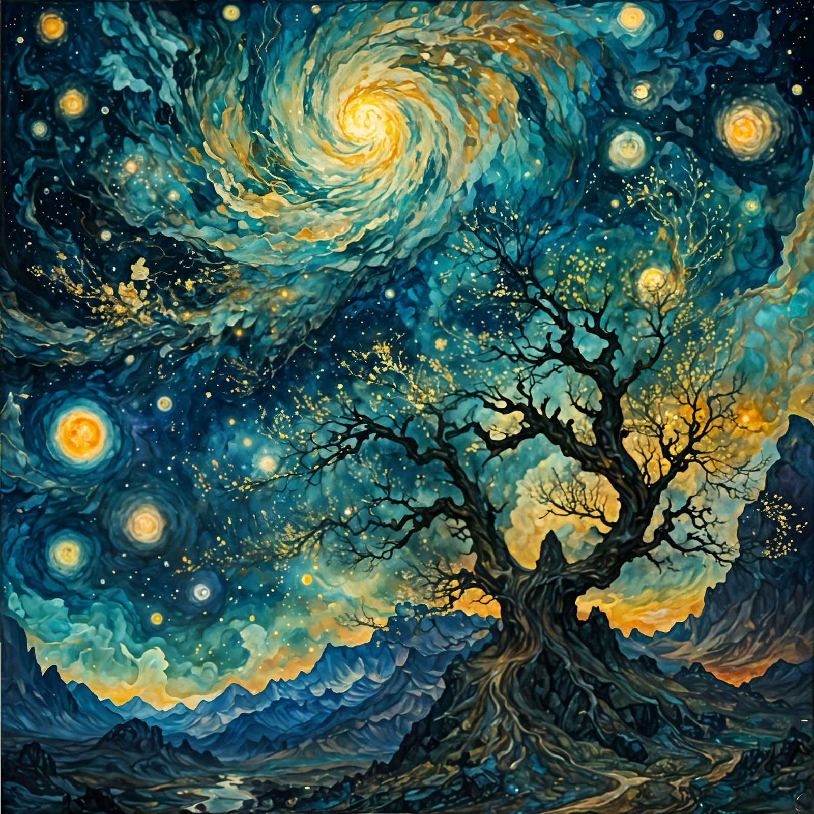 Starry Night Sky in Van Gogh Style
