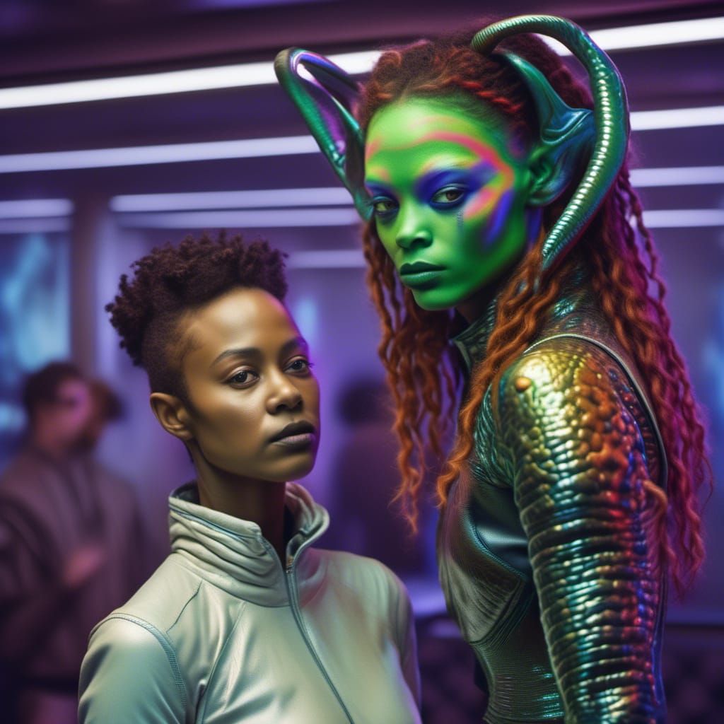 Smiling Aliens Party: Hyperrealistic Bizarre Art