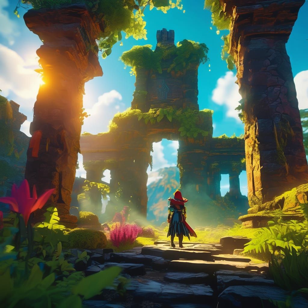 Roblox Character in Mystical Realm, Oil Painting