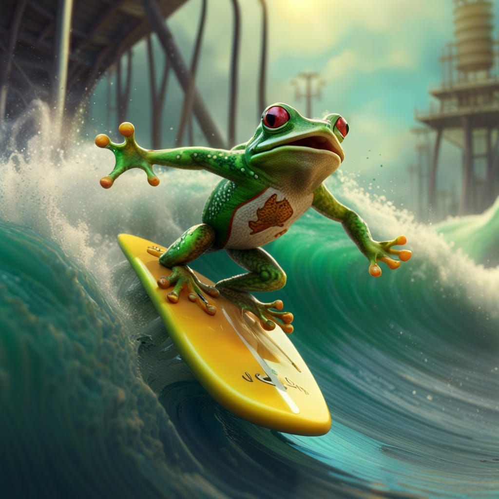 Frog Surfer Shreds Pipeline on Guitar