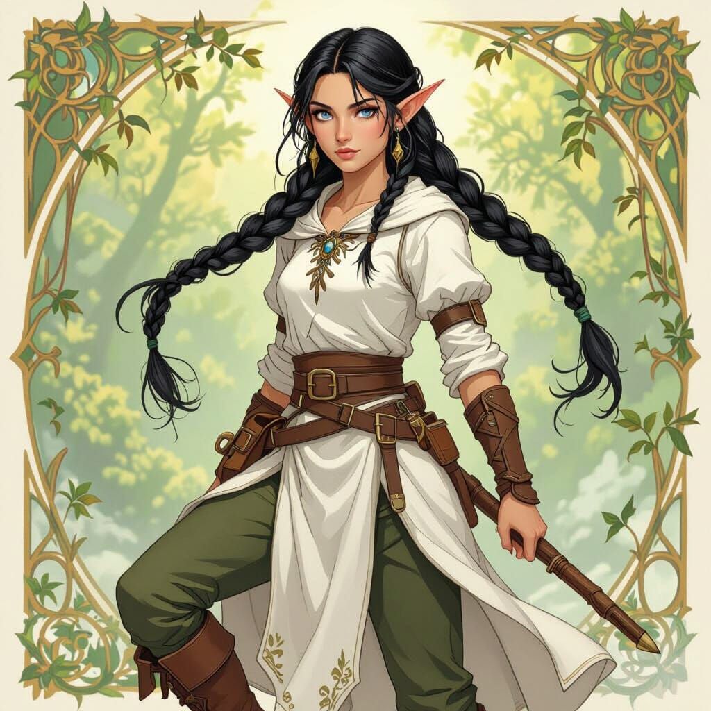 Half-Elf Cleric-Druid Ready for Adventure