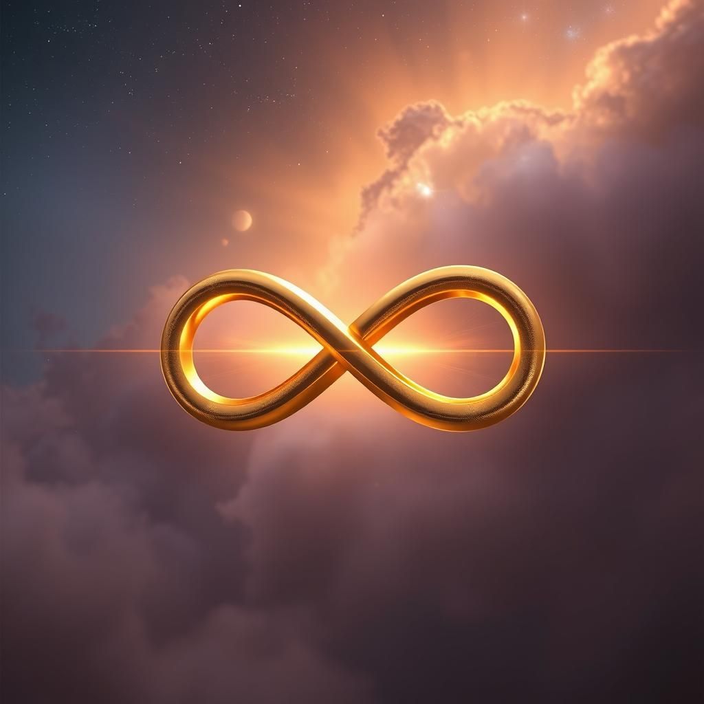 Golden Infinity Sign Radiates in Dreamlike Universe
