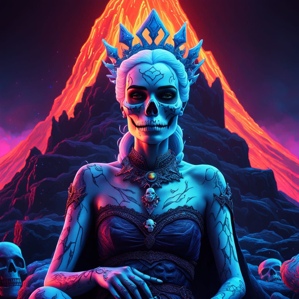Cosmic Horror Queen Amidst Volcanic Wonders
