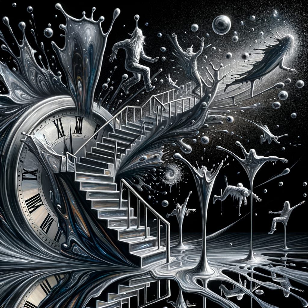 Artist's Chrome Paint Splatter Unveils Multiverse Paradox