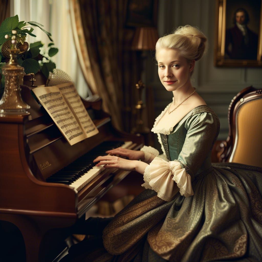 An Eighteenth Century Noble Woman Playing Piano