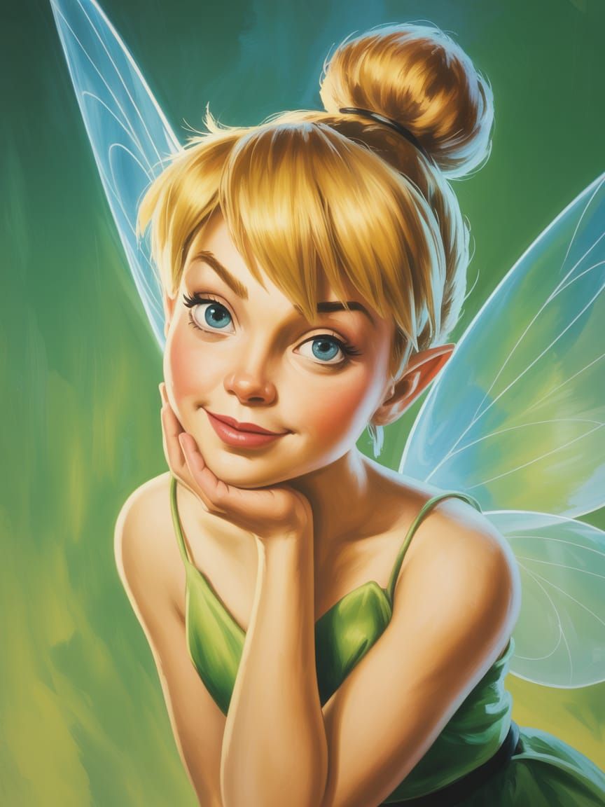 Tinkerbell Portrait in Romantic Oil Painting Style