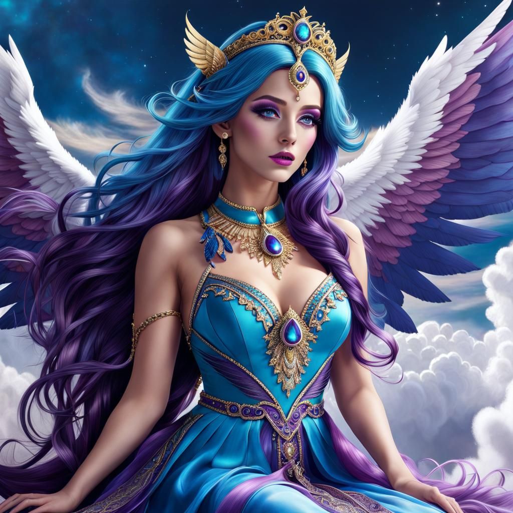 Celestial Woman with Wings in a Heavenly Style