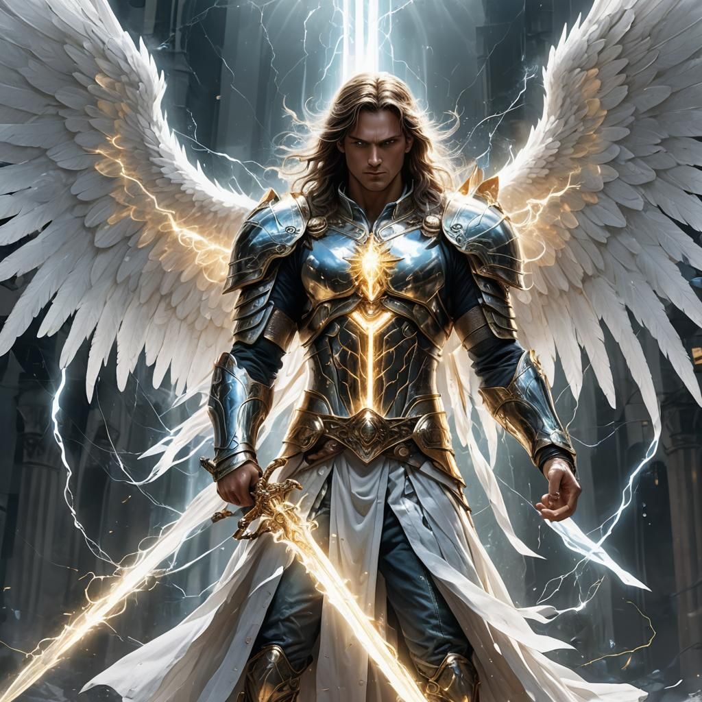 Magnificent Angel with Electro Wings in 3D Anime Art