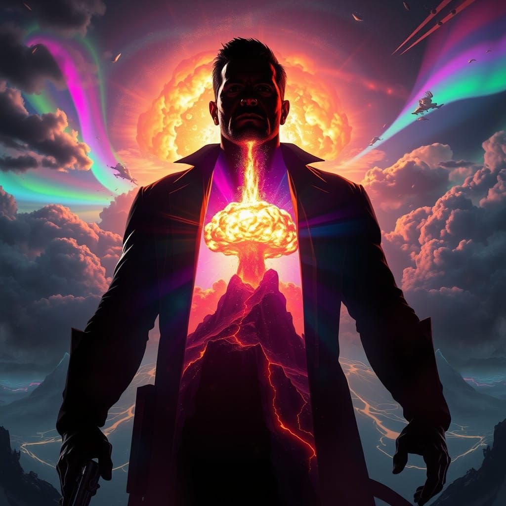 Cyberpunk God of Justice Radiates Iridescent Power