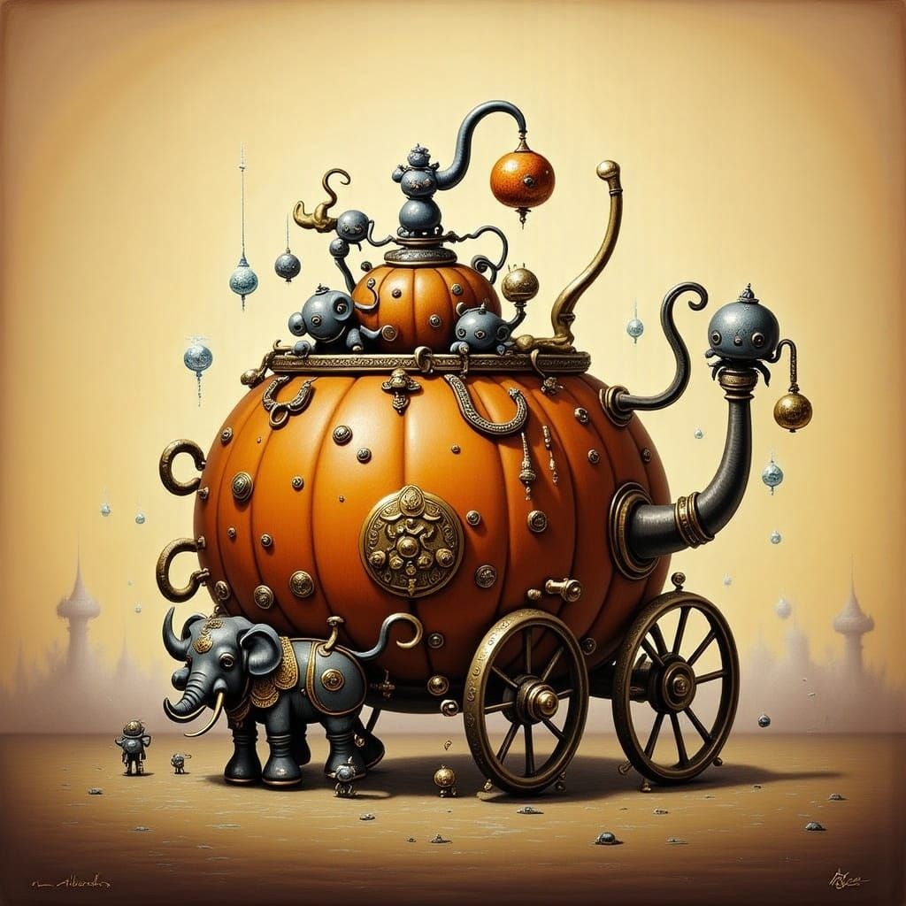 AI-Generated Pumpkin Carriage Illustration