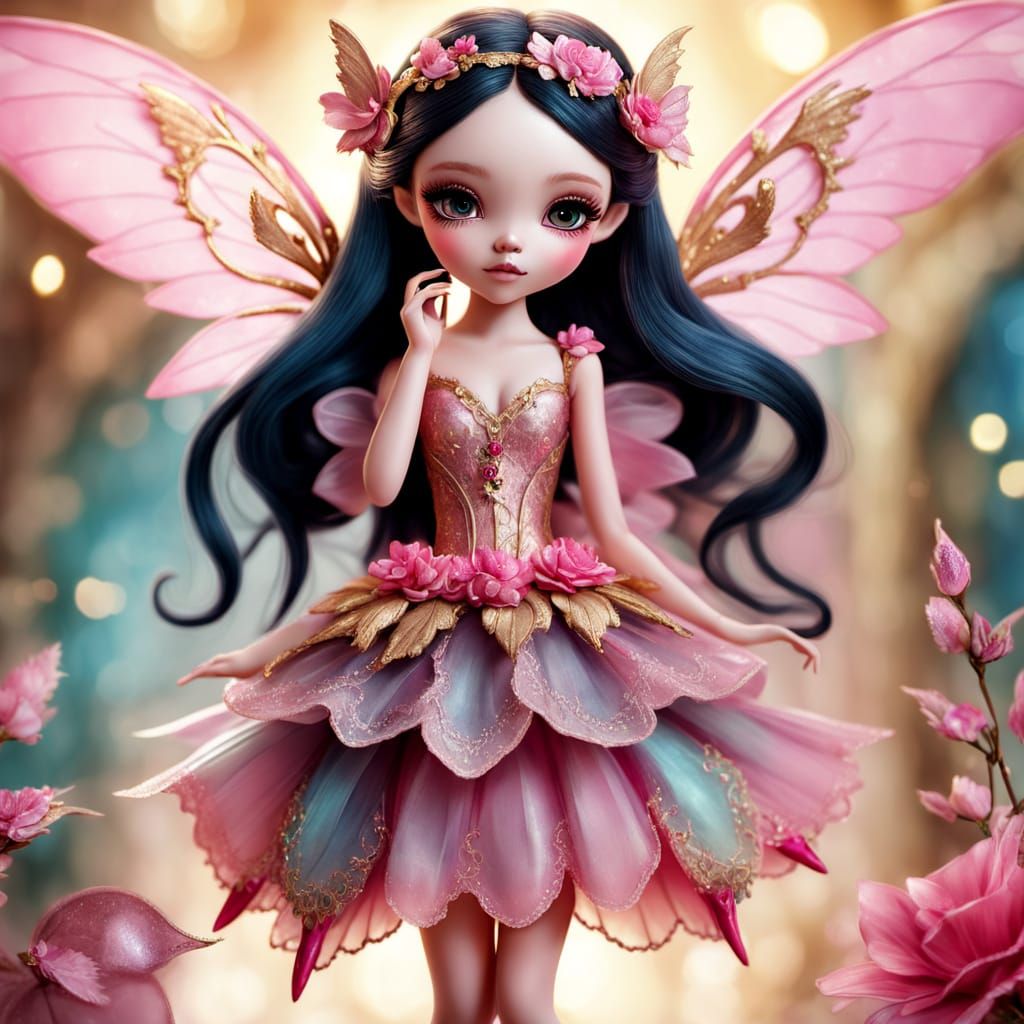 Whimsical Fairy Doll in Soft Pastel Style