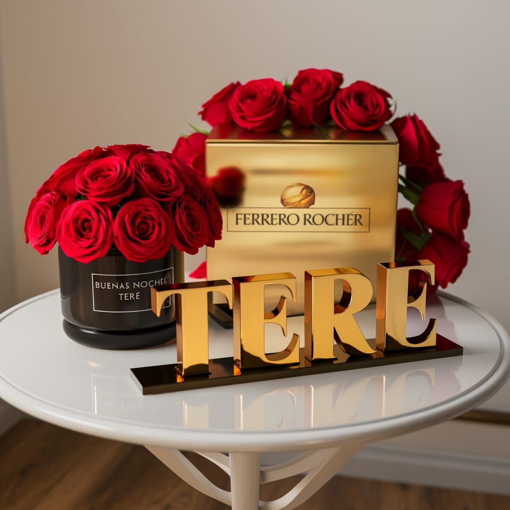 Elegant 3D Welcome Scene with Roses and Chocolates