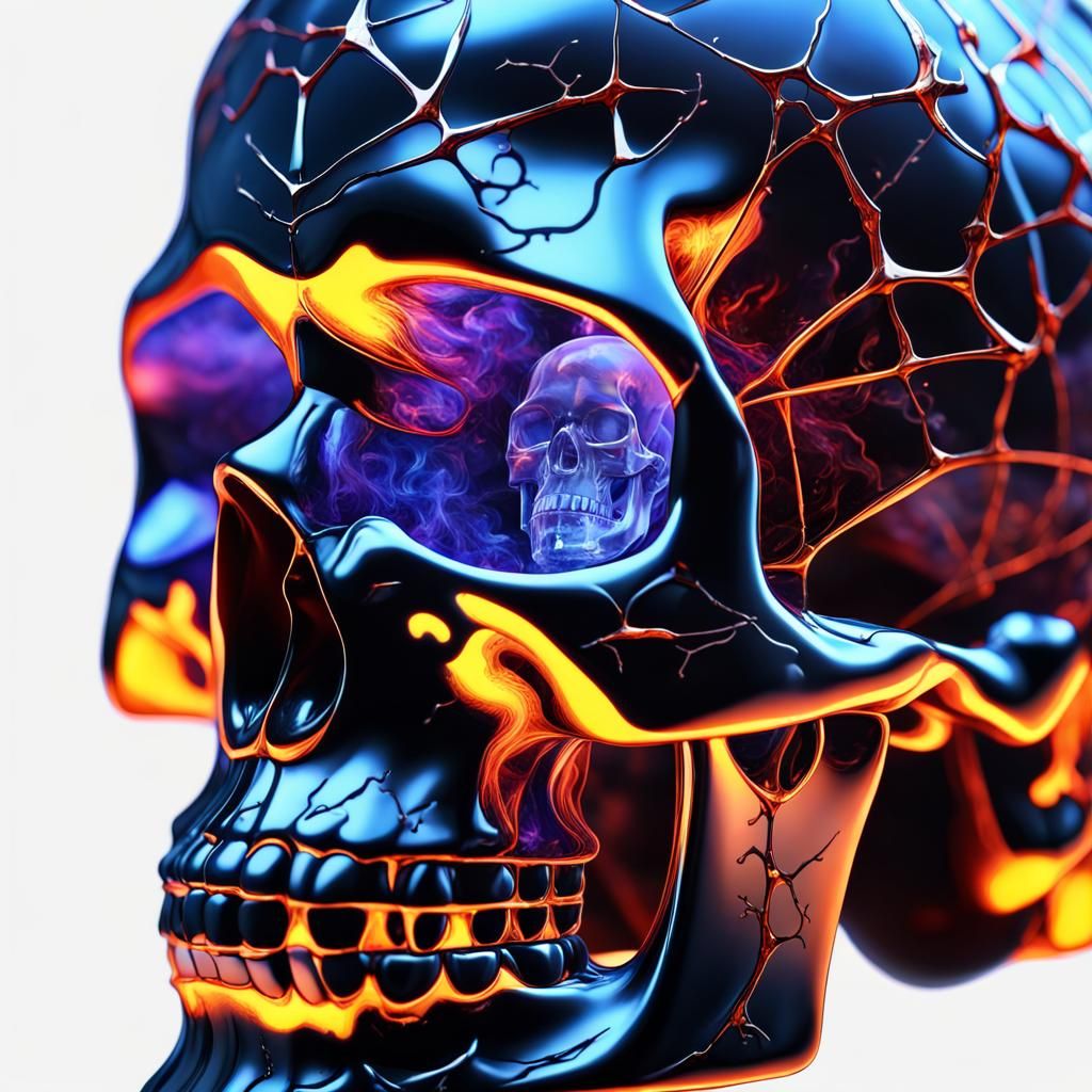 Transparent Crystal Skull with Halloween Elements