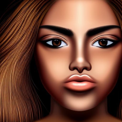 Golden Eyed Woman with Ebony Hair in 4D