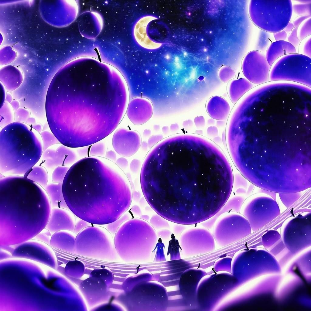 Purple Apples Falling in the Universe